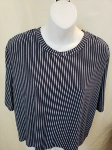 Camicia manica corta a righe blu e bianche New York and Company taglia (XL) - Foto 1 di 5