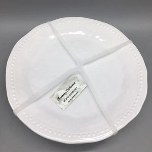 6pc Tommy Bahama Melamine Dinner Plate Set White Wave Hobnail Dotted Edge NEW - Picture 1 of 4
