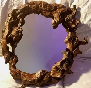 Driftwood Wall Mirror Vintage Rustic Natural Frame - Picture 1 of 23