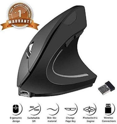 Wireless Vertical Mouse High Precision Optical 3 DPI 5 Buttons Ergonomic Design - Image 1 of 4
