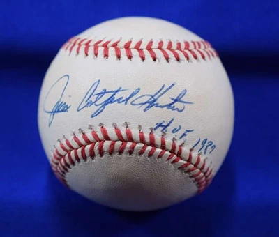 Jim Catfish Hunter Beckett BAS Autograph American Lea Signed Baseball HOF 1987 - Image 1 of 2