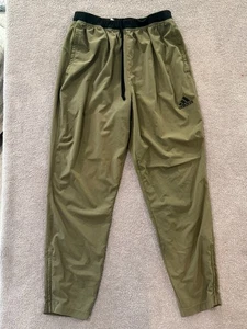 Adidas Track Pants XL Olive Green 3-Stripes Mens Tapered Joggers Drawstring Wais - Picture 1 of 5