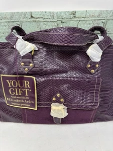 Bolso de Hombro Elizabeth Arden Púrpura Bolso de Mano Imitación Piel de Serpiente Gamuza De Colección - Imagen 1 de 19