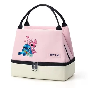 DISNEY LILO AND STITCH FOLDABLE INSULATED LUNCH BAG COOLER BAG PINK - Picture 1 of 1