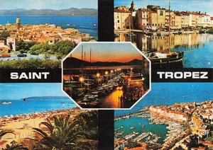 Saint Tropez Collage Seascape Cityscape Vintage Postcard - Picture 1 of 2