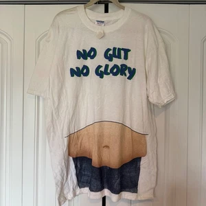 VTG NO GUT NO GLORY Funny Novelty Graphic T-shirt 2000s Y2K Mens Adult Large - Picture 1 of 8