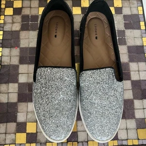 Birdies The Swift funkelnde Ombré Silber Glitzer Slipper Größe 8,5 - Bild 1 von 9