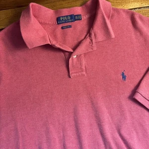 Polo Ralph Lauren Shirt Men’s 2XL Pink Classic Fit Polo Ribbed Short Sleeve Pony - Picture 1 of 6