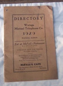 1929 WATAGA ILLINOIS Telephone Directory / Local Advertising Throughout - Picture 1 of 8