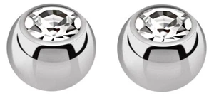 Set 2 Piercing Gioielli Titan Chiusura Sfere IN 1,2x5mm con Glitter Cristallo - Foto 1 di 56
