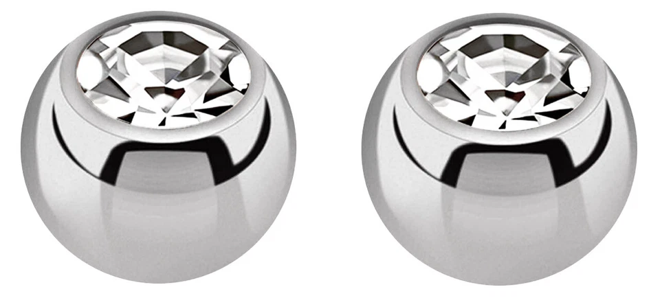 Set 2 Piercing Gioielli Titan Chiusura Sfere IN 1,2x5mm con Glitter Cristallo - Immagine 1 di 4