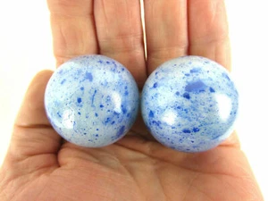 2 BOULDERS 35mm BLUE ASTEROIDS Marbles Speckled glass ball LARGE HUGE - Picture 1 of 2