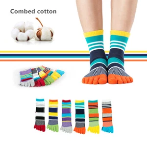 3/6Pairs Men Five Finger Toe Crew Ankle Socks Combed Cotton Sport Casual Classic - Picture 1 of 12
