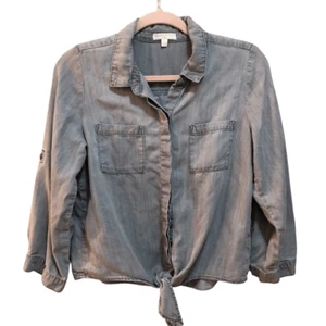 Chelsea & Violet Girl’s Top Sz 16 Blue Chambray Blouse - Picture 1 of 7
