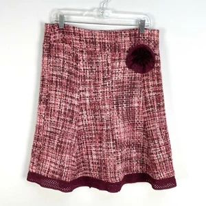NEW Kensie Womens Flower Pink Tweed Skirt Size 8 Knee Length A Line - Picture 1 of 10