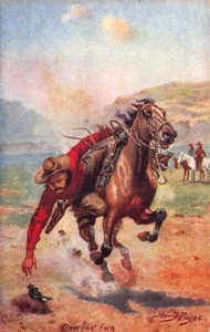 Harry Payne Signed "Cowboy Fun" Ridding Horse "The Wild West" Tuck Postcard - Picture 1 of 1