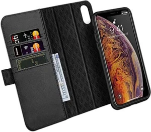 Zover iPhone XS Mas Case Detachable Genuine Leather Wallet Case Auto Sleep/Wake - Picture 1 of 8