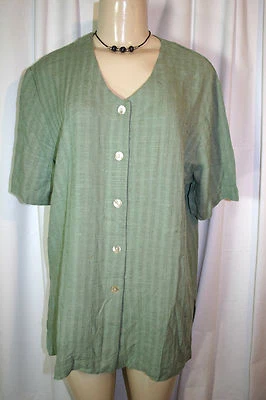 Nueva Camisa Top Nomadic Traders Talla S Verde Mezcla de Lino Con Botones Manga Corta Foto 1 de 4