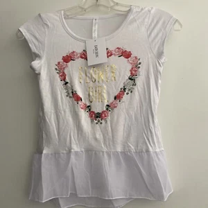 Davids Bridal White Flower Girl Lace Shirt 4/6  Floral Heart Wedding - Picture 1 of 6