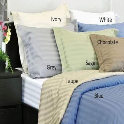 3 PCs DUVET SET+FLAT SHEET 100% COTTON - 1000 OR 1200 TC/STRIPE COLORS/US SIZE - Image 1 of 4