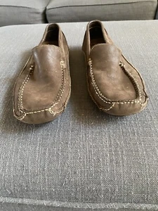 CLARKS England Leather Brown Slip On Loafer Driving Shoes Moccasins Mens 9M - Picture 1 of 5