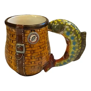 Trout Handle Coffee Mug Burton and Burton The Big Catch 2005 Mug Fishing Creel - Picture 1 of 9