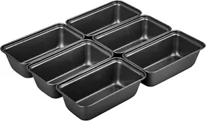 6 Pack Mini Loaf Pans, Non-Stick Baking Bread Pan, Carbon Steel Bakeware-Gray - Picture 1 of 7
