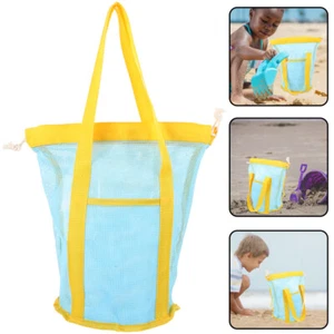 Mesh Drawstring Bag Beach Bag Kids Beach Toy Carrying Bag Small Beach Tote Bag - Picture 1 of 12