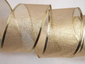 5 Yards Gold Gold Trim 2 1/2" Wired Ribbon Christmas Wedding 5yds - Picture 1 of 1