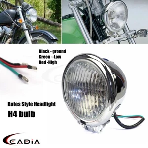 Faro estilo Bates de 4,5" carcasa cromada para Harley Chopper Bobber Café Racer - Imagen 1 de 10