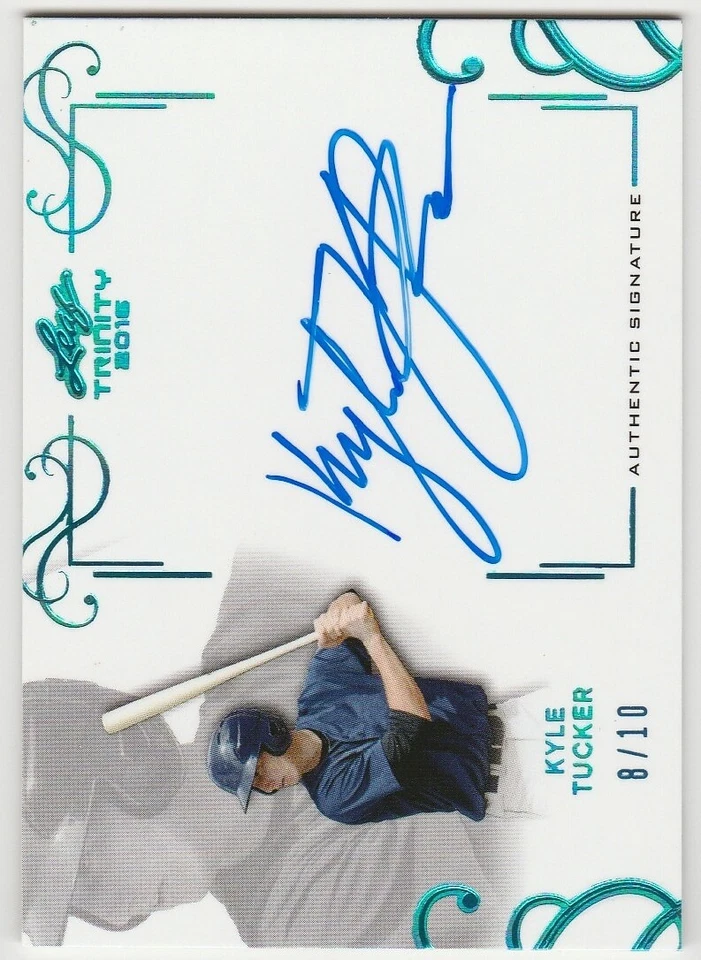 KYLE TUCKER 2016 Leaf Trinity Auto Blue 8/10 Auto RC rookie autograph Astros - Image 1 of 2