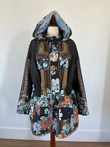 New Perfect Warm Johnny Was Blue Multicolor XL Hooded Zippered Coat - Picture 1 of 23