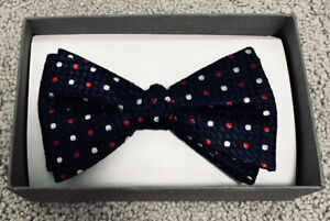 Jos A Bank Bowtie Men One Size Blue Red White Polka Dot Adjustable Formal Casual