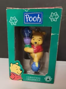 1998 Winnie The Pooh Stepping In Holding Stacked Hunny Pots Christmas Ornament - Picture 1 of 5