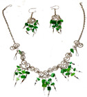 Peruvian Women Jewelry Silver Dangling Necklace and Earrings Set Collectible NEW