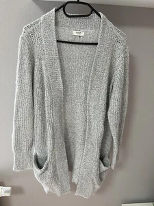 hellgrau melierte Damen Longstrickjacke von de Yong - Bild 1 von 3