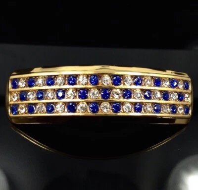 NEW 14k Gold GP Top 6 Tooth BLUE cz ice Grillz Mouth Grills iced teeth Bling Out - Image 1 of 4