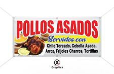 Pollos Asados Baner winylowy Znak reklamowy. Pełny kolor 2x4, 3x6, 4x8, 2x10, 
