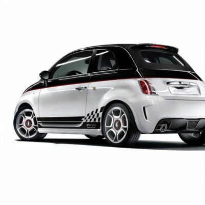 Calcomanías de rayas laterales de panel basculante a cuadros para Fiat 500 2012 2013 2014 2015 Foto 1 de 4