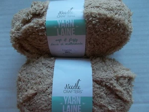 Needle Crafters Soft & Fluffy plush/fleece yarn, Taupe, lot of 2 (40 yds ea) - Picture 1 of 2