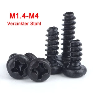 Tornillos autorroscantes de chapa con cabeza de cacerola Phillips M1.4-M4 cola plana - zinc negro - Imagen 1 de 4