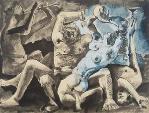 Pablo PICASSO : Bacchanale, Lithographie et pochoir - Picture 1 of 5