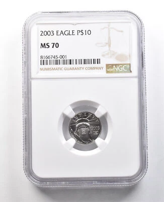 2003 $10 American Platinum Eagle 1/10 Oz Platinum MS70 NGC *8439 - Image 1 of 3