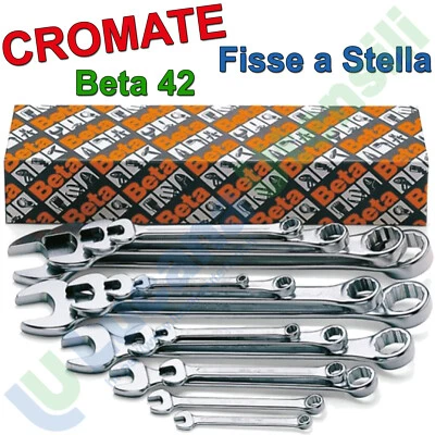 Chiave Combinata Fissa a Stella Poligonale e Forchetta BETA Piegata Cromata 42 - Immagine 1 di 4