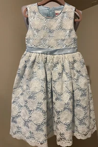 NANNETTE KIDS Blue & White Occasion Dress - Sz 6 - Picture 1 of 5