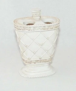 Ornate Toothbrush Holder with Antique Design . Off White . Holds 4 Toothbrushes - Picture 1 of 6