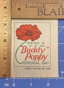 Vintage Print Ad Wear a V.F.W. Buddy Poppy Memorial Day VFW 3" x 2.5" - Picture 1 of 1