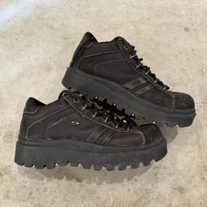 Zapatos de Plataforma Gruesos Skechers Jammers De Colección Góticos Raros Y2K Años 90 Cuero Talla 7.5 - Imagen 1 de 10