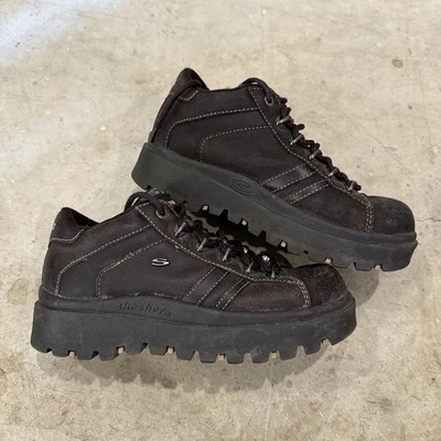 Vintage Skechers Jammers Chunky Platform Shoes Goth Rare Y2K 90s Leather Sz 7.5 - Image 1 of 4