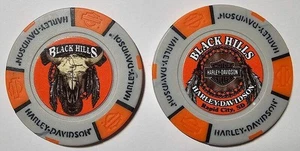 BLACK HILLS HARLEY-DAVIDSON Rapid City SD Full Color Gray/Orange Poker Chip - Bild 1 von 3